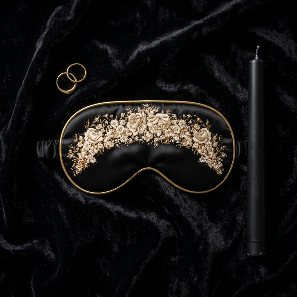 Midnight Bloom Silk  Sleep Mask