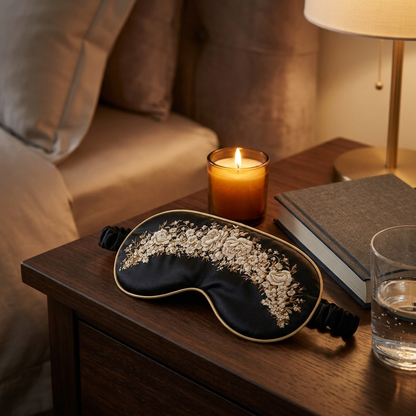 Midnight Bloom Silk  Sleep Mask